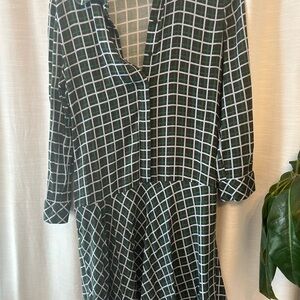COS Dark Green Checkered Long Sleeve Dress